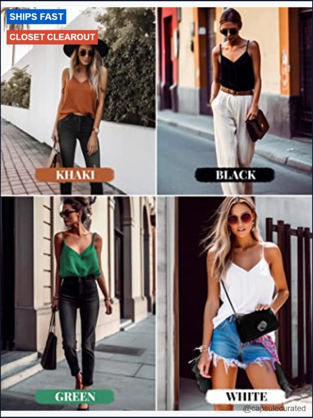 Silk Satin V-Neck Tank Top Racerback Camisole Blouse Casual - Picture 4 of 4